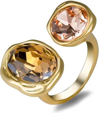 Liv Oliver 18K Plated 14.75 Ct. Tw. Citrine, Pink Citrine (Quartz) Sunset Ring