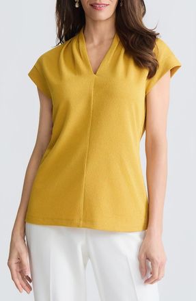 Kasper Textured Funnel Neck Knit Top in Butterscotch at Nordstrom, Size X-Large P