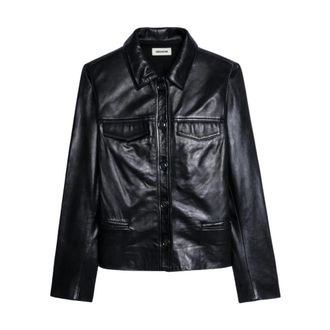 Zadig&Voltaire Zwarte Leren Jas met Knopen - Dames - Leren en Su&egrave;de Jassen - Zwart - S - Su&egrave;de - Jassen