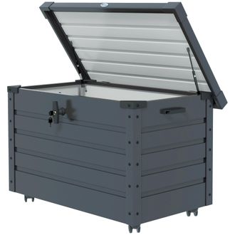 OUTSUNNY Baule Da Giardino Da 295l Con Serratura E 2 Maniglie In Acciaio Grigio