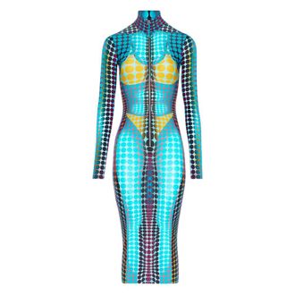 Jean Paul Gaultier High-neck Dots-print Midi Dress