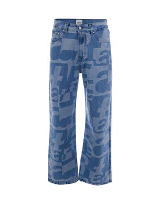 Arte Allover Raw Denim Jeans with Abstract Letter Print