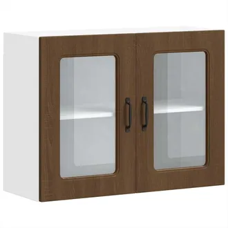 vidaXL Pensile Da Cucina Con Porta In Vetro Kalmar Rovere Marrone - Vidaxl