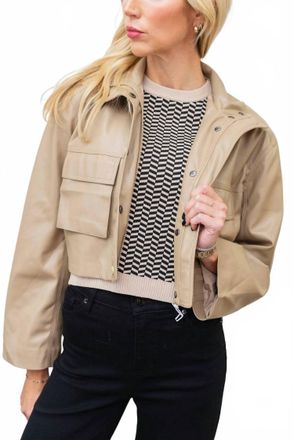 Elan Cropped Vegan Leather Jacket In Macchiato