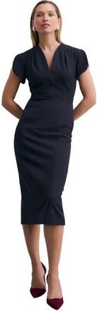 The Fold Paola Sculpt Stretch Crepe Dress in Navy at Nordstrom, Size 2