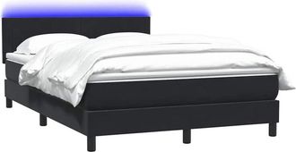 vidaXL Cama Box Spring Con Colch&oacute;n Y Led Terciopelo Negro 160x220 Cm Vidaxl