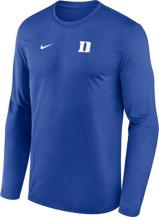 Nike Duke Sideline Legend Small Logo Nike Mens Dri-FIT College Long-Sleeve T-Shirt in Blue | 02TJ4EVDU-HE3