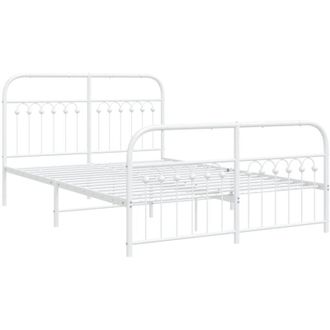 vidaXL Estructura Cama Sin Colch&oacute;n Con Estribo Metal Blanco 140x200 Cm Vidaxl