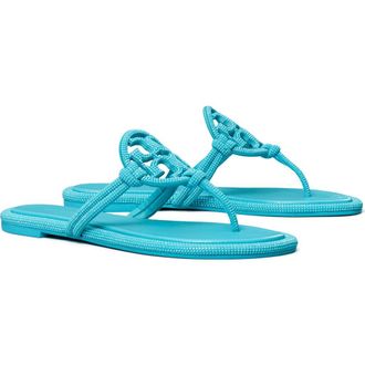Tory Burch Miller Knotted Pav&eacute; Thong Sandal in Soft Turquoise at Nordstrom, Size 10.5
