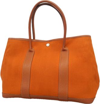 Herm&egrave;s Orange Toile Officier Tote Bag (Pre-Owned)