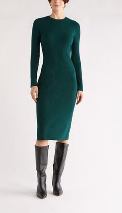Nordstrom Rack Long Sleeve Rib Sweater Dress in Green Ponderosa at Nordstrom Rack, Size Xx-Small