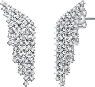 Genevive Silver Cz Statement Earrings