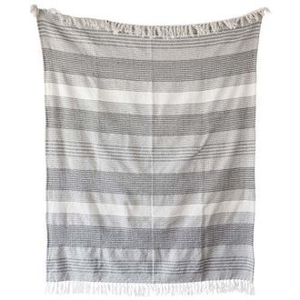 Foreside Home And Garden Hand Woven Striped Outdoor Picnic Blanket Gray Polyester at Nordstrom
