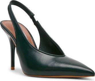 Steve Madden Andromeda Slingback Pumps in Dark Green Leather at Nordstrom, Size 9.5