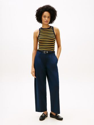 Tommy Hilfiger Womens Pleated Twill Barrel Chino - Navy - 10