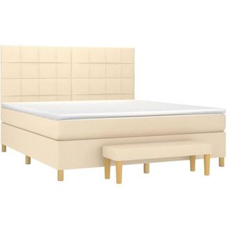 vidaXL Cama Box Spring Con Colch&oacute;n Tela Color Crema 160x200 Cm Vidaxl