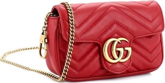 Gucci GG Marmont Flap Bag Matelasse Leather Super Mini crossbody bag - Rood