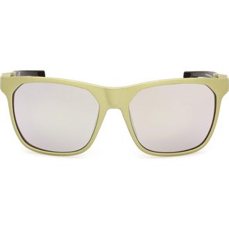 adidas 55mm Navigator Sunglasses in Light Green /Green Mirror at Nordstrom