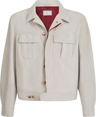 Brunello Cucinelli Suede jacket in Sand at Nordstrom, Size Xxx-Large Eu