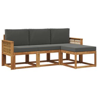 vidaXL Conjunto De Sof&aacute;s De Exterior 4 Pcs Natural Y Antracita Vidaxl