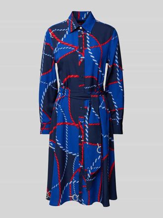 Lauren Ralph Lauren Knielanges Kleid mit Bindegürtel Modell KARALYNN in Blau, Größe 36