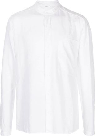 Transit Par-Such band-collar panelled shirt - men - Cotton/Linen/Flax - XXXL - White