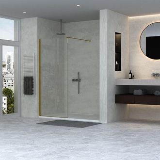 Adema Dawn Inloopdouche - 70x200cm - wandprofiel - stabilisatiestang - helder glas - goud mat