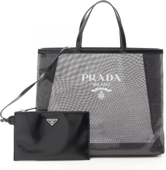 Prada Black Spangles Leather Tote Bag (Pre-Owned)