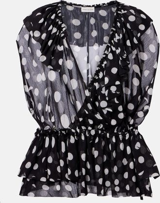 Dries Van Noten Polka-dot ruffled top