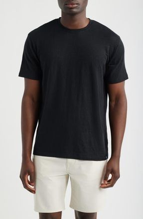 AG - Adriano Goldschmied Bryce Crewneck Stretch Linen T-Shirt in True Black at Nordstrom, Size Xx-Large