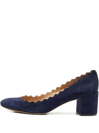 Chlo&eacute; scalloped suede pumps - Blue
