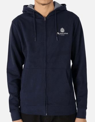 Aquascutum Mens Cotton Logo Navy Hoodie - Size: 36