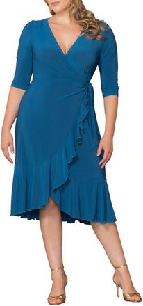 Kiyonna Whimsy Wrap Dress in Aegean Blue at Nordstrom, Size 0X