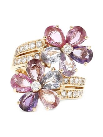 Bulgari Anello con diamanti e zaffiro anni 2000 - Oro