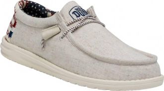 Hey Dude Mens Wally Comfort Shoes In Off White Patriotic