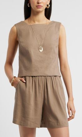 Nordstrom Linen Blend Shell Top in Brown Lentil at Nordstrom, Size Xx-Small