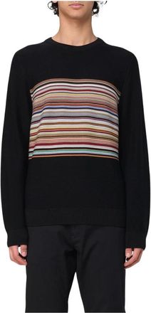 Paul Smith Truien & Vesten, Heren, Zwart, S, Multigestreepte Trui met Ronde Hals