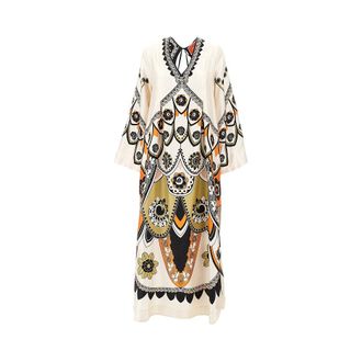 La DoubleJ Printed silk Twin Flame long dress Woman 42