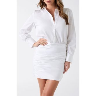 Guess Veronica Long Sleeve Minidress in White at Nordstrom, Size X-Small