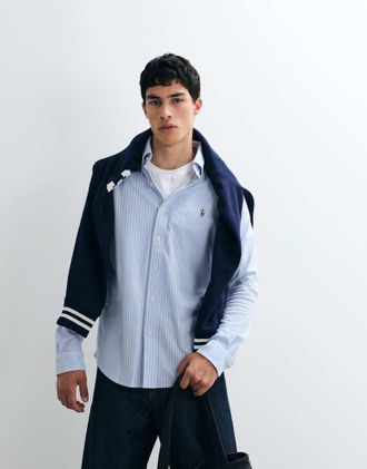 Polo Ralph Lauren Camicia sportiva a maniche lunghe blu a righe
