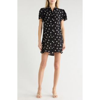 Alice & Olivia Jen Short Sleeve Shirt Dress in Tossed Daisy Black at Nordstrom Rack, Size Small