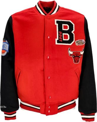 Mitchell & Ness Chicago Bulls Varsity Jacket Rood/Zwart - Heren - Bomber jackets - Rood - XL - Wol - Jassen