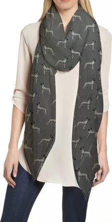 Lina & Lily Great Dane Dog Print Womens Scarf Shawl Wrap Lightweight (Grey)