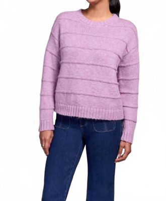 Tribal Heathered Stripe Crew Neck Sweater In Purple Lotus