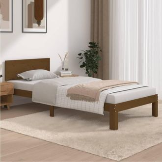 vidaXL Estructura Cama Sin Colch&oacute;n Madera Pino Marr&oacute;n Miel 90x200 Cm Vidaxl