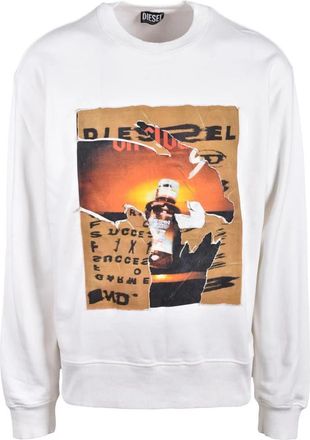 Diesel Katoenen Sweatshirt - Model: Felpa - Heren - Sweatshirts - Wit - S - Katoen - Hoodies & sweatvesten