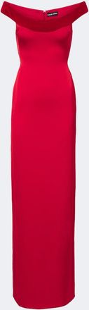 DAVID KOMA Velvet-trimmed off-shoulder satin gown