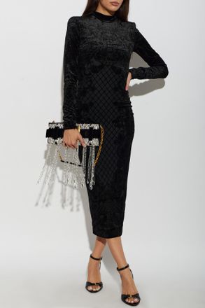 Balmain Velvet Dress, Womens, Black