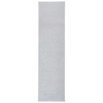 Beliani Alfombra De Pelo Sint&eacute;tico De Conejo Peluda Con Motivo De Hojas 80 X 300 Cm Gris Claro Mitchell