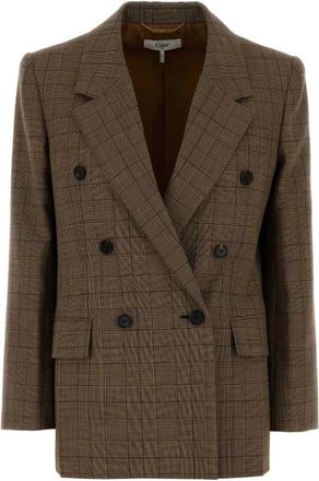 Chlo&eacute; Geborduurd wollen blazer - Dames - Blazers - Bruin - XS - Wol - Jassen